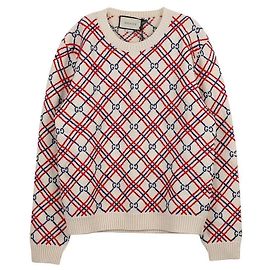 Gucci Scratch Wool Knit Strickpullover Elfenbein Weiß