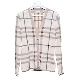 Burberry Cárdigan de seda con intarsia a cuadros Multicolor