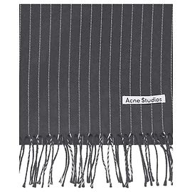 Cachecol de lã com listras costuradas Acne Studios cinza Marrom