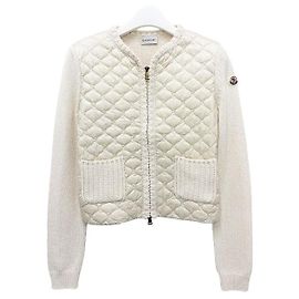 Moncler Cardigã acolchoado com zíper geométrico branco Branco