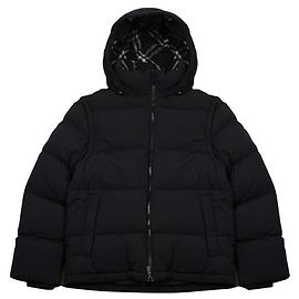 Burberry Jaqueta acolchoada com mangas destacáveis e patch de logo Marrom