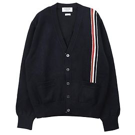 Thom Browne Cárdigan de algodón intarsia a rayas Azul