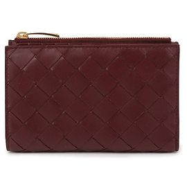Bottega Veneta Medium Intrecciato Zip Wallet Red