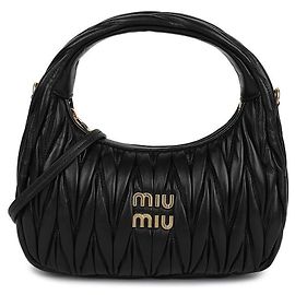 Miu Miu Bolsa hobo em couro nappa Preto