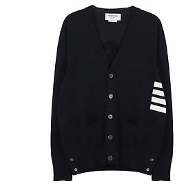 Thom Browne Baumwoll-Cardigan mit diagonaler V-Ausschnitt Blau