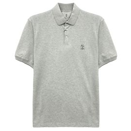 Brunello Cucinelli Camiseta de algodão com colarinho e mangas curtas Marrom