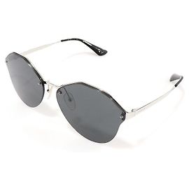 Prada Oversized Damen-Sonnenbrille mit schwarzen Gläsern aus silbernem Metall Silber