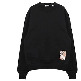 Burberry Check Label Baumwoll-Sweatshirt Schwarz