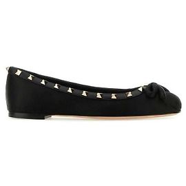 Valentino Rockstud Patent Leather Ballerina Black