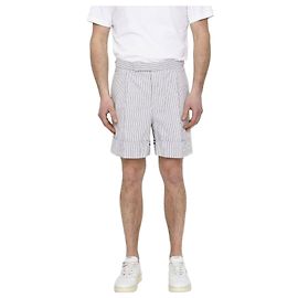 Thom Browne Pantalones cortos a rayas seersucker Castaño