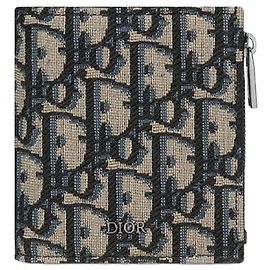 Dior Wallet Beige Black Oblique Jacquard Black