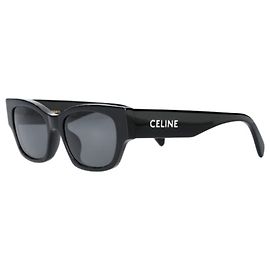Céline Óculos de sol monocromáticos pretos com logo Preto