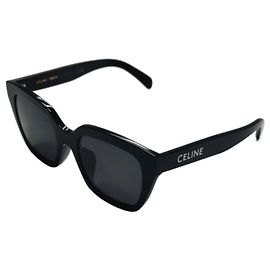 Céline Óculos de sol monocromáticos pretos com logo Preto