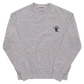 Acne Pull en maille gris clair marron mélangé avec logo brodé Marron