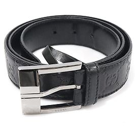 Gucci Cintura in pelle nera GG Sima per uomo Nero