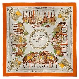 Hermès Bufanda Cuadrada de Seda para Mujeres Naranja