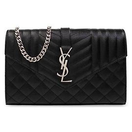Saint Laurent Borsa a spalla matelassé con monogramma Nero