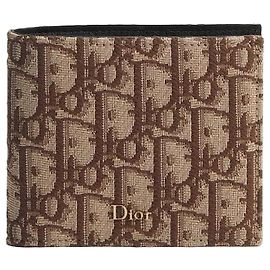 Dior Portafoglio Bifold in Jacquard Obliquo Marrone Marrone