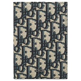 Dior Copri passaporto beige nero jacquard obliquo Marrone