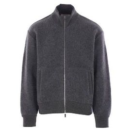 Thom Browne Giacca con zip e collo alto in pile di lana Marrone