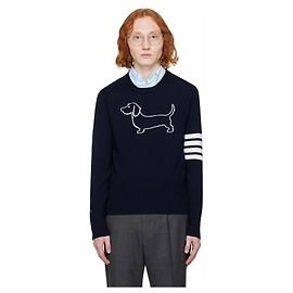 Thom Browne Pull-over col rond Merino Hector Bleu