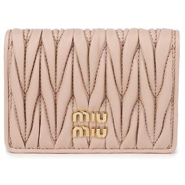 Miu Miu Tarjetero de cuero Napa Rosa