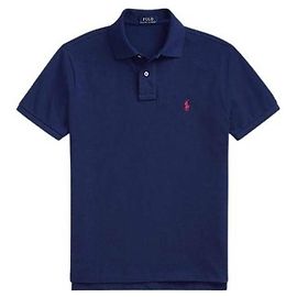 Ralph Lauren Polo-Shirt aus Mesh mit gesticktem Pony-Logo, kurzärmelig Blau