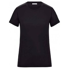 Moncler Camiseta de jersey de algodão com patch de logo Preto