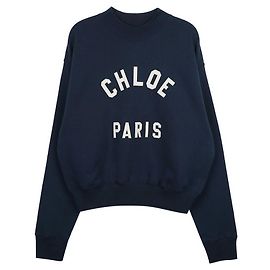 Chloé Moletom de algodão com gola alta e logo Azul