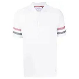 Thom Browne Kurzarm-Polo aus Baumwolle mit strukturiertem Besatz Weiß