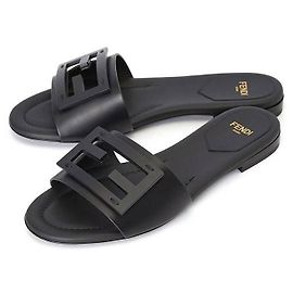Fendi Leather Slide Black