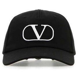 Valentino Boné de algodão com logo Preto