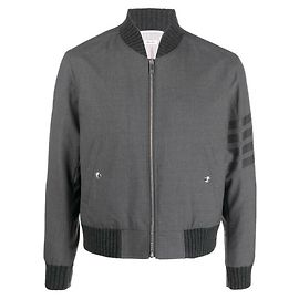Thom Browne Stripe Plain Weaving Wool Blouson Brown