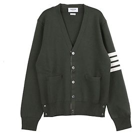 Thom Browne Gestreifter Strickcardigan Braun