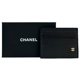 Chanel Men's Card Holder with Gold Hardware Black Black
