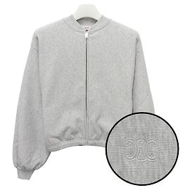 Céline Zip-Up Teddy-Jacke aus Baumwollfleece in Hellgrau Braun