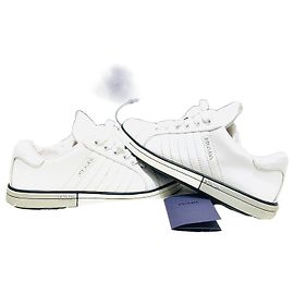 Prada Niedrig geschnittene Lace Vitello Soft Sneakers Weiß