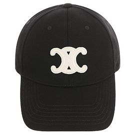 Céline Baumwoll-Drill-Cap mit Trionphe-Patch Schwarz