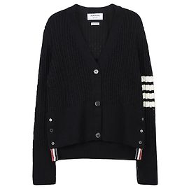 Thom Browne Pointelle V-Ausschnitt Cardigan Blau