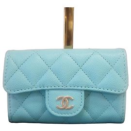 Chanel Classic Snap Button Cardholder Blue