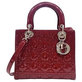 Dior Red Patent Cannage Medium Tote Bag Red