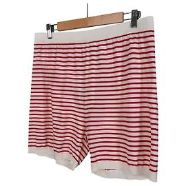 Prada Bermudas de seda para hombre con logo triangular y rayas rojas Roja