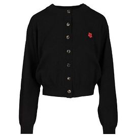Kenzo Wollcardigan mit Bok-Blumenstickerei Schwarz