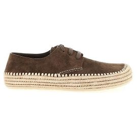 Loewe Scarpe stringate in suede e laffia Marrone