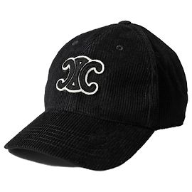 Céline Baseball Cap in Corduroy Black