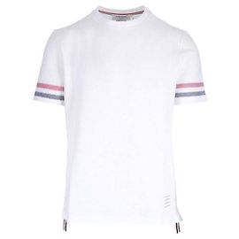 Thom Browne Kurzarm-T-Shirt aus Baumwolle mit strukturiertem Besatz Weiß