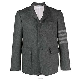 Thom Browne Chaqueta deportiva recta de tweed Doni-gol Castaño
