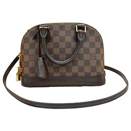 Louis Vuitton Bolsa de mão Alma BB em Damier Ebene com alça superior e alça de ombro Marrom