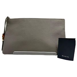 Gucci Bolsa de mão de couro com tassel de bambu Marrom