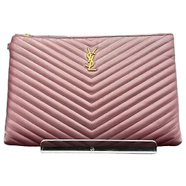 Saint Laurent Clutch Grande Matelassé Monogramma Nero e Oro Rosso